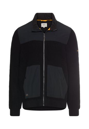 Strickjacke mit einrollbarer Kapuze L Regular Fit - Asphalt