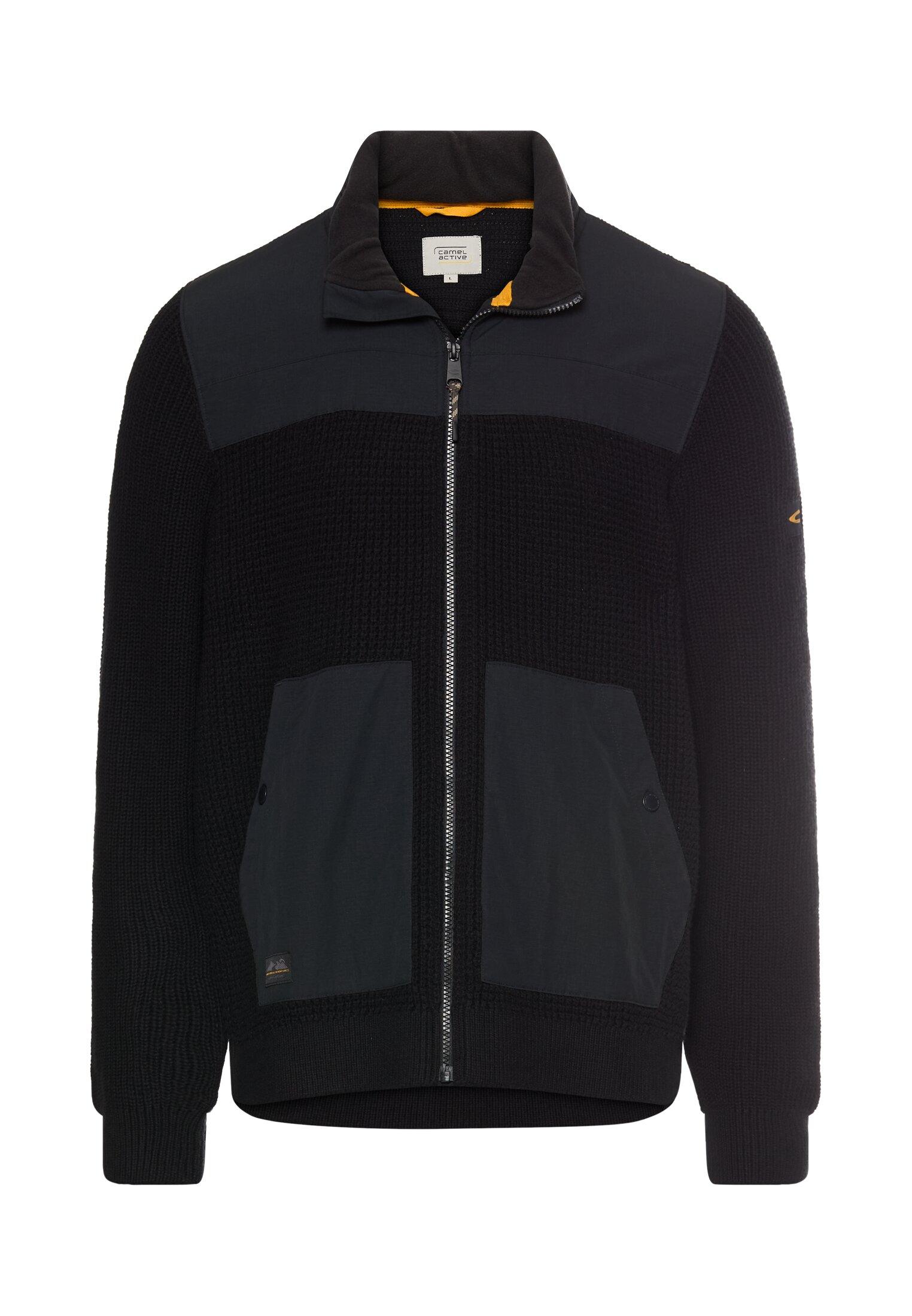 Strickjacke mit einrollbarer Kapuze L Regular Fit - Asphalt