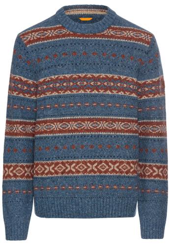 Round neck sweater with contrasting stripes