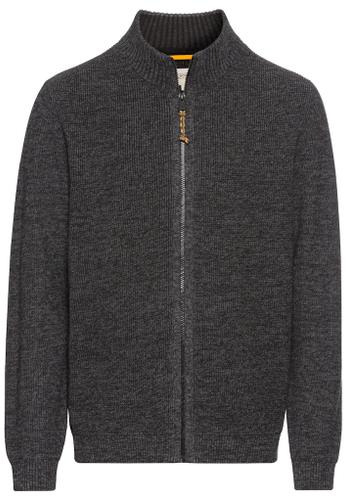Strickjacke mit Reißverschluss Schwarz 4XL