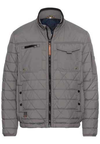 Quilted blouson with stand-up collar