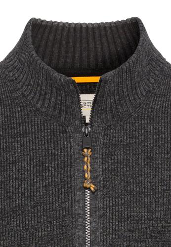 Strickjacke mit Reißverschluss Schwarz 4XL