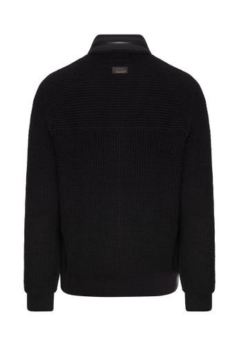Strickjacke mit einrollbarer Kapuze L Regular Fit - Asphalt