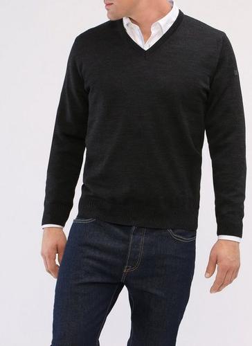 MAERZ Muenchen V-Ausschnitt-Pullover »Merino Superwash« uni