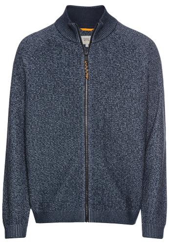 Strickjacke mit Reißverschluss Blau 4XL