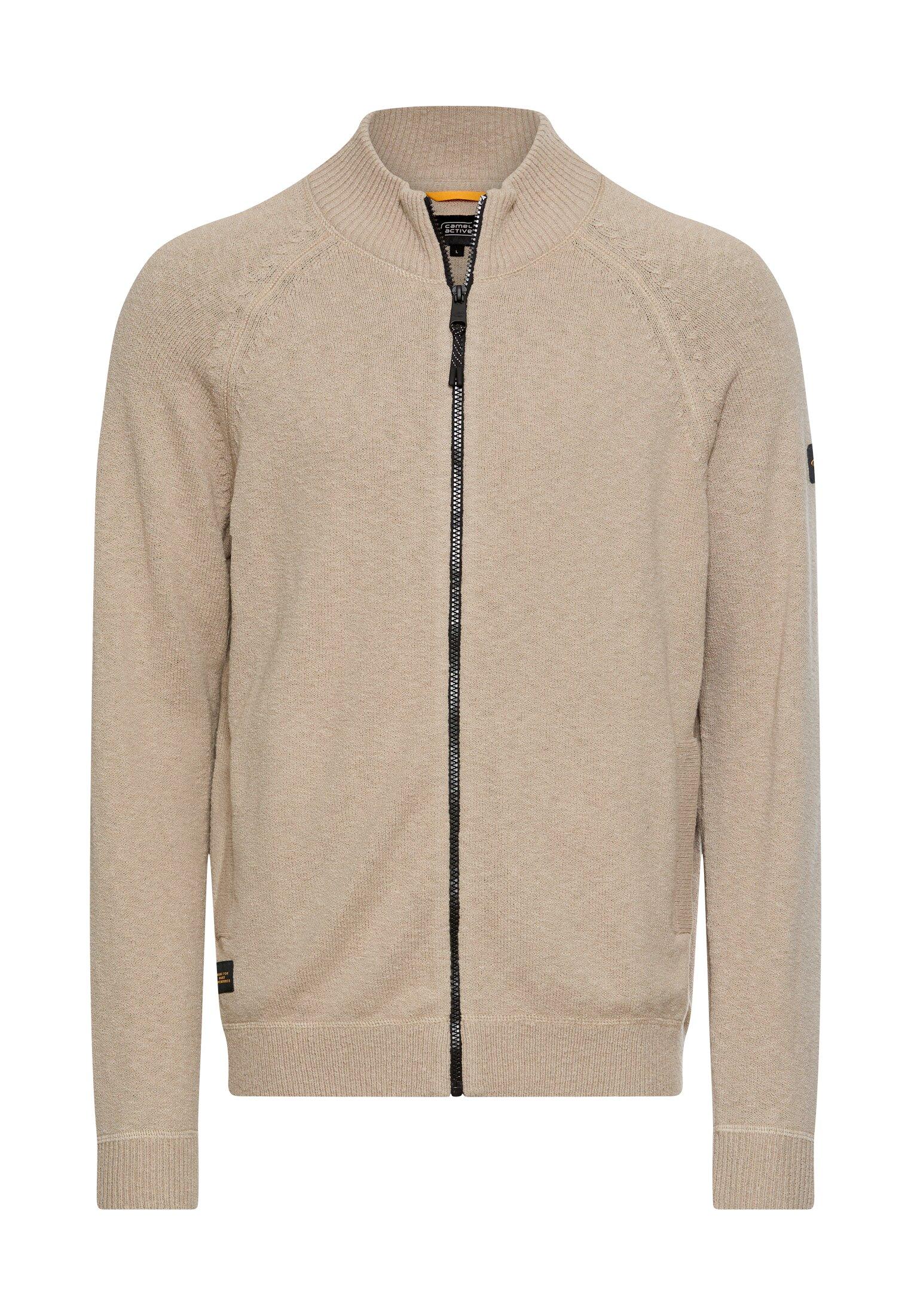 Strickjacke mit Reißverschluss XXL Regular Fit - Light Beige