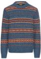 Rundhals Pullover mit Kontraststreifen Blau 5XL