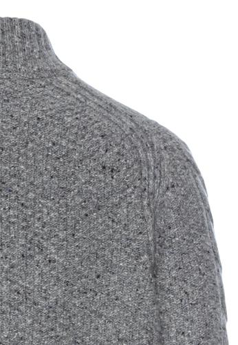 Knit sweater with troyer collar