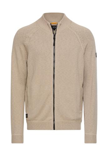 Strickjacke mit Reißverschluss XXL Regular Fit - Light Beige