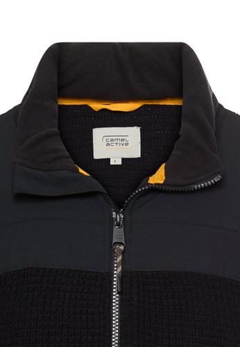 Strickjacke mit einrollbarer Kapuze L Regular Fit - Asphalt
