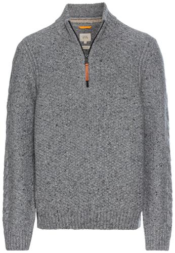 Knit sweater with troyer collar