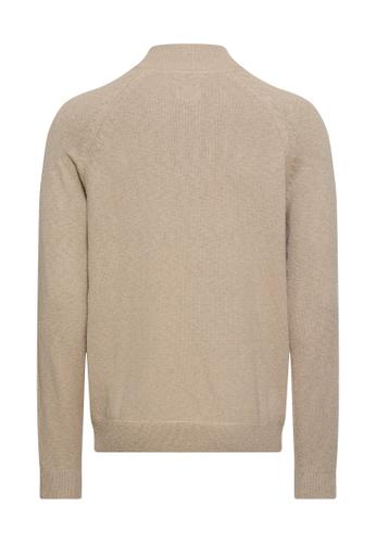 Strickjacke mit Reißverschluss XXL Regular Fit - Light Beige