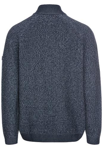 Strickjacke mit Reißverschluss Blau 4XL