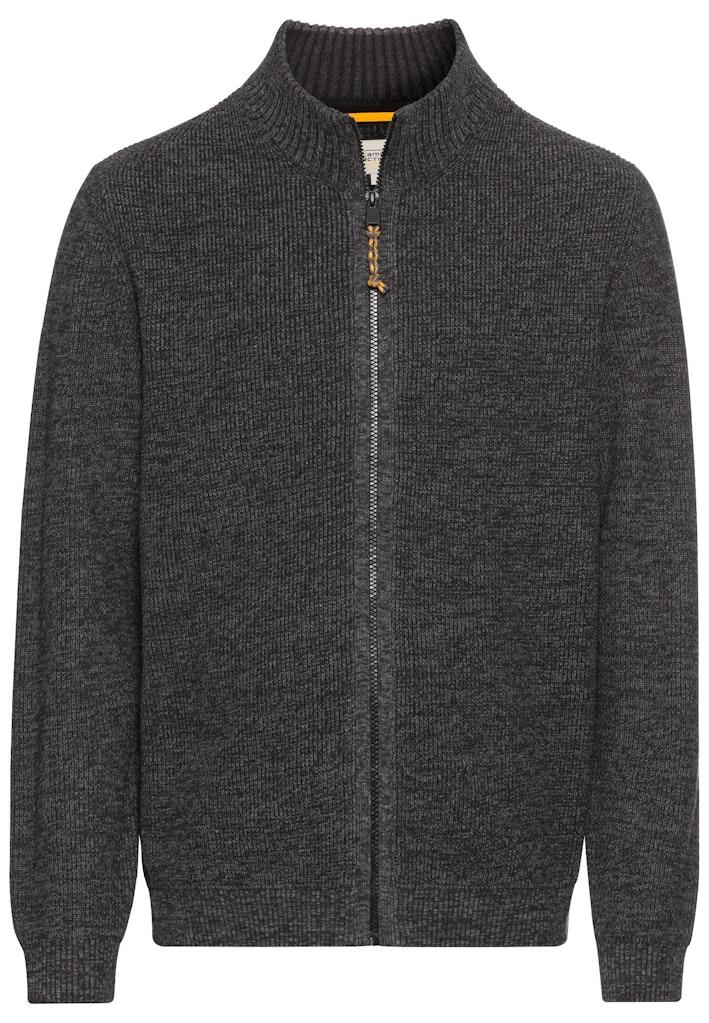 Strickjacke mit Reißverschluss Schwarz 4XL